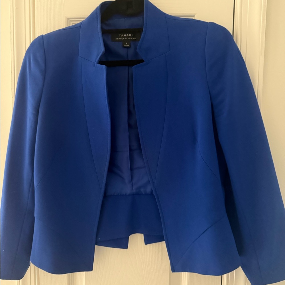 Tahari Arthur S. Levine Size 6 Blue Blazer Suit Jacket Women Formal business